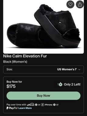 Nike Women's Calm Elevation Fur Slide - Black